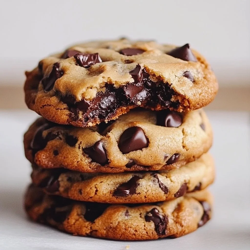 A giant chocolate chip cookie fresh out of the oven, warm and delicious.