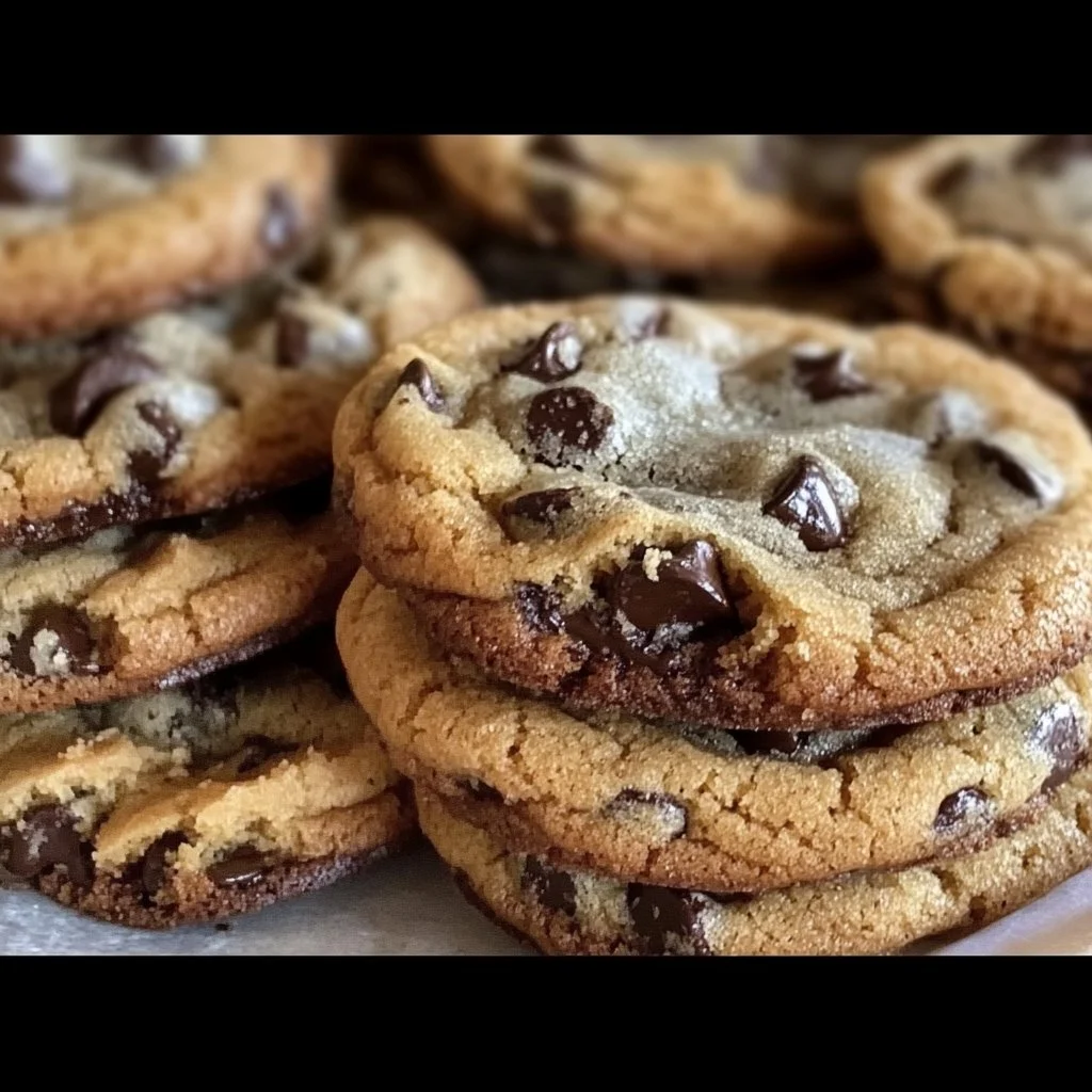 Ultra thick bakery style chocolate chip cookies with gooey chocolate chunks