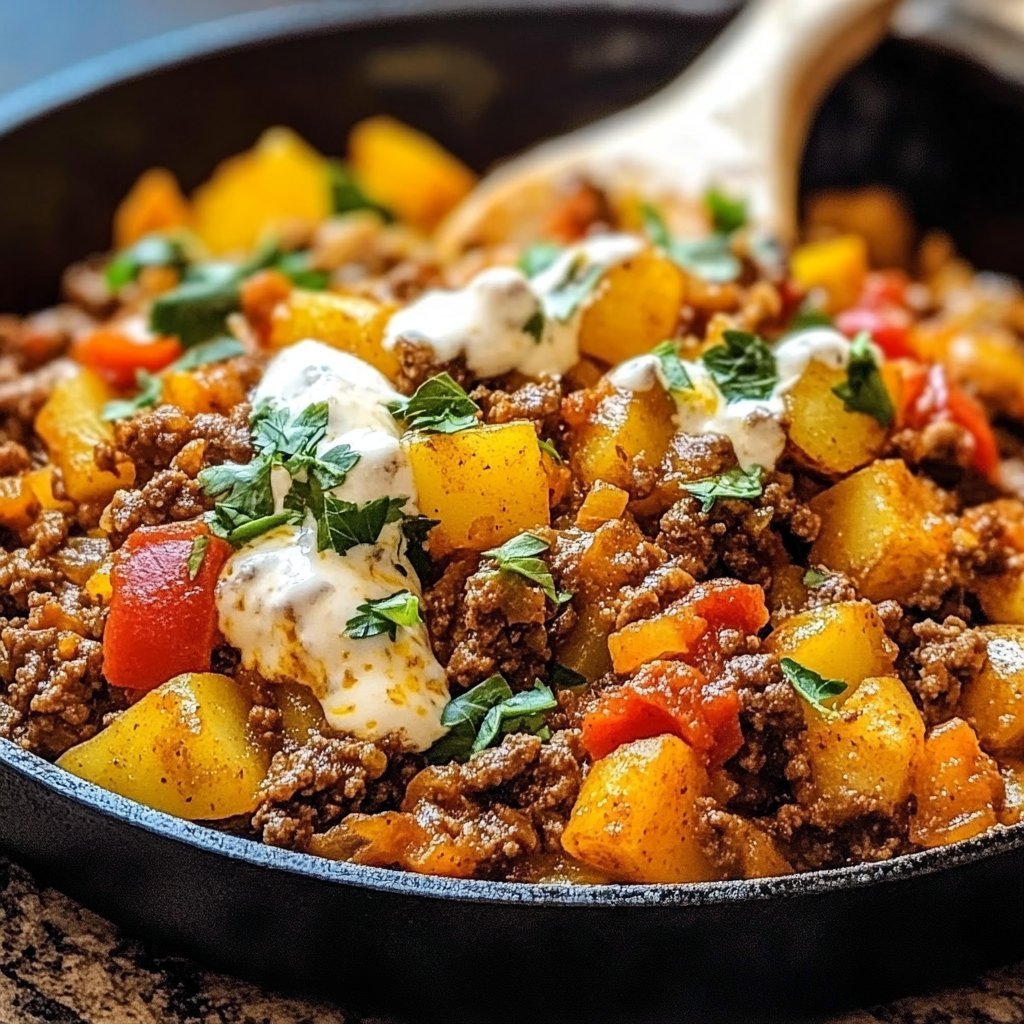 Southwest Ground Beef and Potato Skillet
