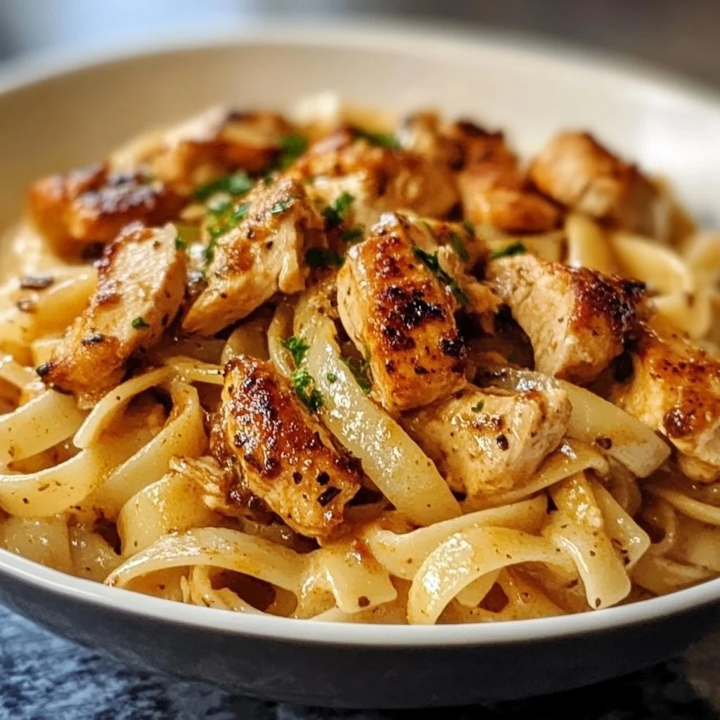 Delicious Cajun Chicken Pasta served in a bowl with herbs and spices