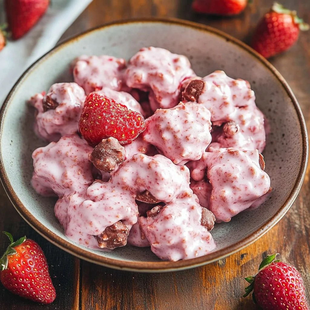 Delicious Chocolate Strawberry Yogurt Clusters ready to enjoy as a snack
