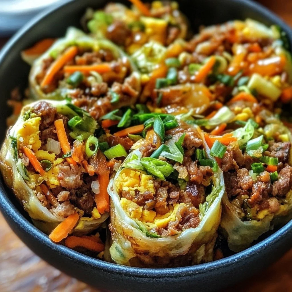 Egg Roll in a Bowl with fresh vegetables and savory sauce
