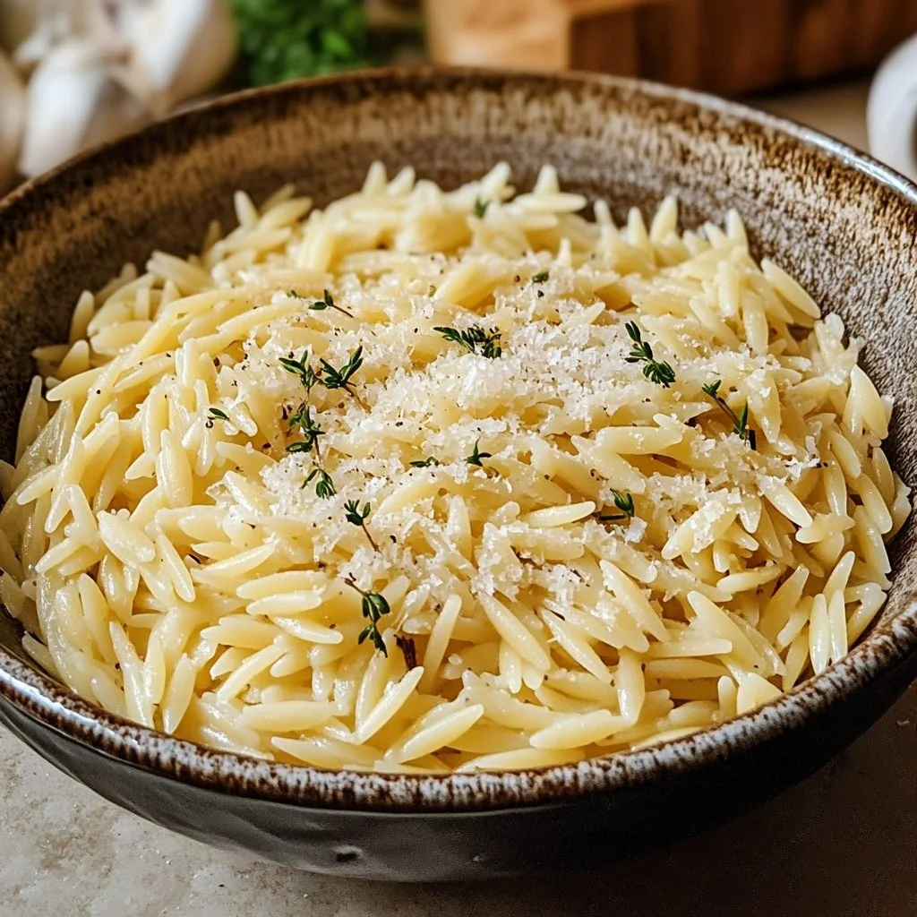 Garlic Parmesan Orzo Pasta Recipe
