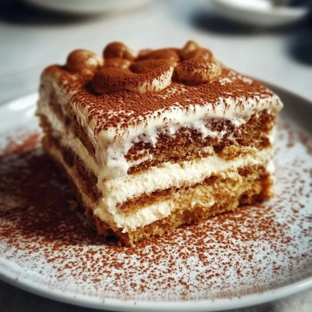 Gingerbread Tiramisu dessert served in a festive holiday setting