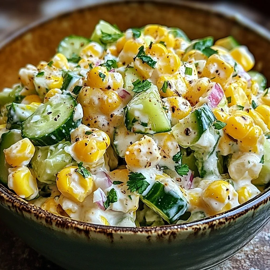 Delicious street corn salad with creamy cucumber, perfect for summer gatherings